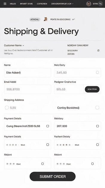 Ui formulario web de envío página web de la tienda de Internet ventana del navegador con información de entrega