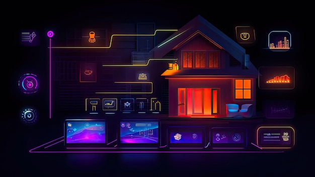 UI de smarthome ai fondo negro