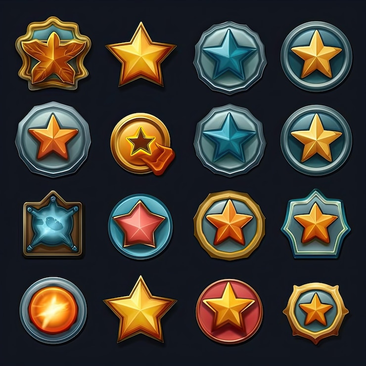 Foto ui star game ai gerado símbolo ícone elemento interface gui dourado ui star game ilustração
