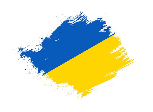 Ukraine-Flagge mit abstraktem Pinsel-Textureffekt auf weißem Hintergrund