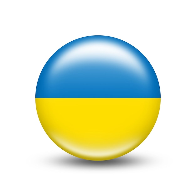 Ukraine-Landesflagge in der Kugel mit weißem Schatten - Illustration