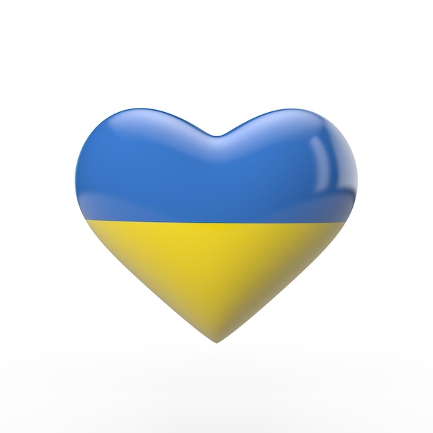 Ukrainische Herzflagge 3D-Rendering