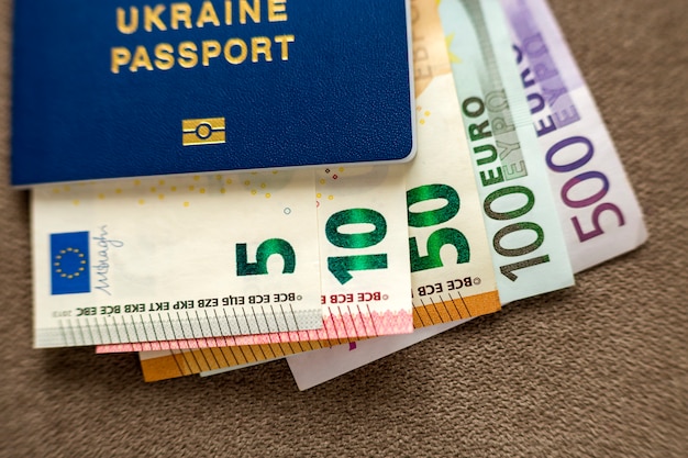 Ukrainischer Pass und Geld, Banknoten in US-Dollar