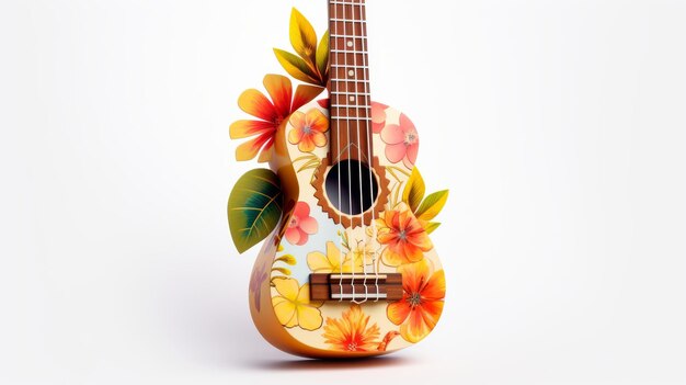 Foto ukulele con diseño floral