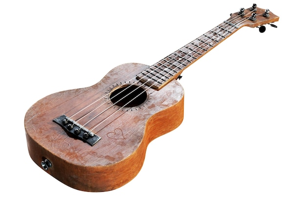 Ukulele soprano tradicional de madeira 3D render ilustração isolada no fundo branco