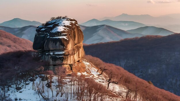 Foto ulsan bawi rocha nas montanhas seoraksan no inverno coreia do sul