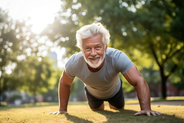 Foto Último homem aproveitando seu treino no parque