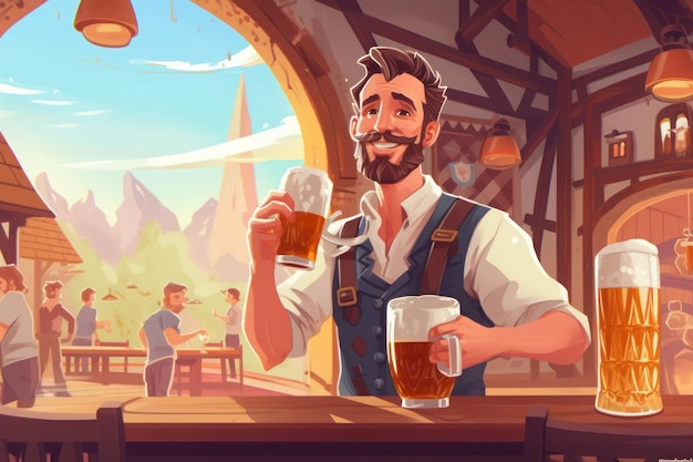 Último homem da oktoberfest segurando cerveja