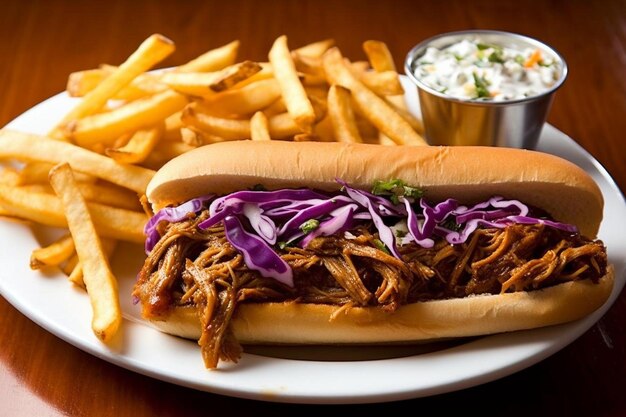 Foto el último sándwich de cerdo con sabor al cielo