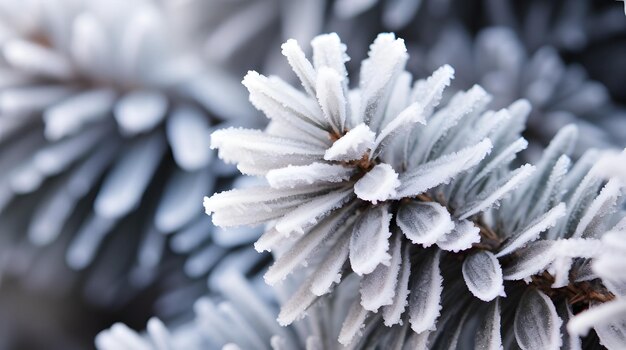 Foto ultra-detaillierte ansicht einer funkelnden, mit frost bedeckten kiefernkugel