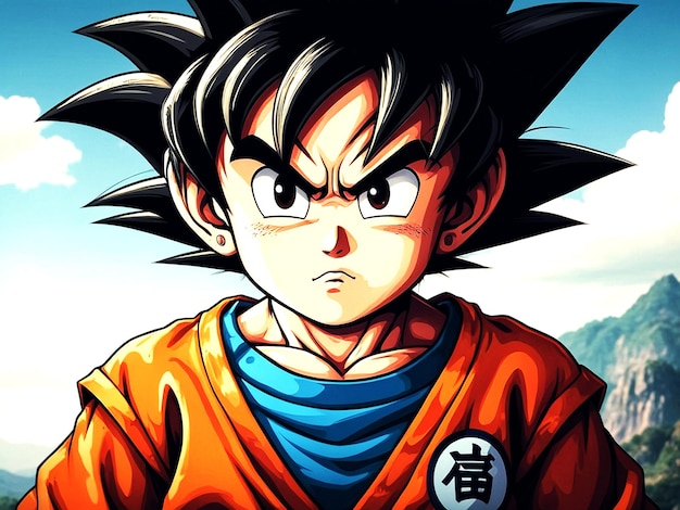 Foto ultra-detaillierte illustration von kind goku mit affenschwanz