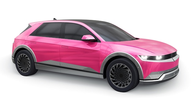 Ultra progressiver Elektro-SUV mit Fließheck für Menschen, die Technologie lieben Auto auf einem weißen, isolierten Hintergrund 3D-Darstellung