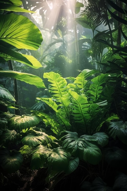 Ultra realista la luz del sol de una jungla
