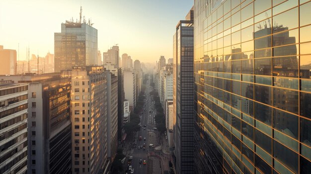 Foto ultra realista so paulo avenida paulista vista del horizonte el icónico paisaje urbano brasileño capturado