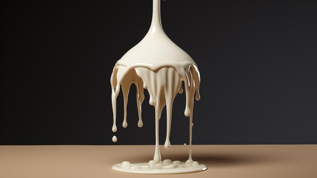 Ultra-realistischer 3D-Becher mit tropfender Milch, inspiriert von Ebru Sidar