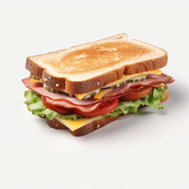 Ultra-realistisches 4K-Sandwich 3D-Salat mit Schinken, Tomaten und Salat