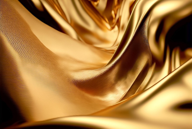 Ultra-realistisches Foto eines glatten, luxuriösen, goldenen, abstrakten, goldenen, strukturierten Materials, AI generiert