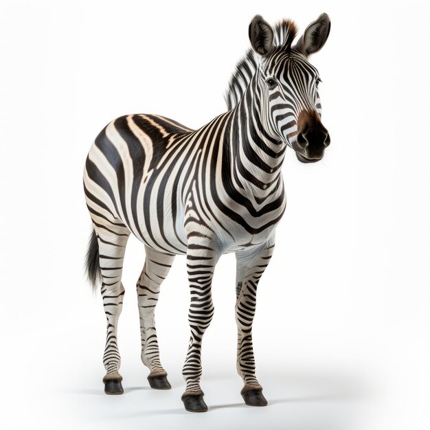 Foto ultradetailliertes 3d-zebra-bild auf weißem hintergrund