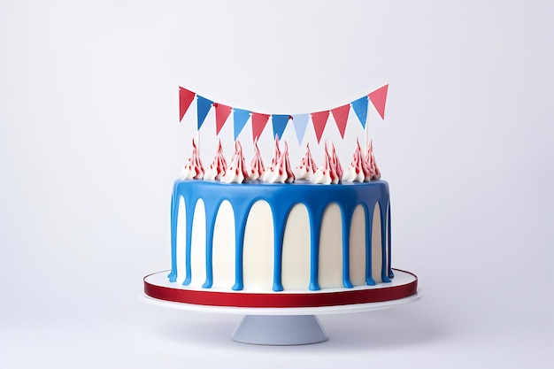Foto ultrarealismo pastel de color sencillo con velas en blanco para un cumpleaños inolvidable