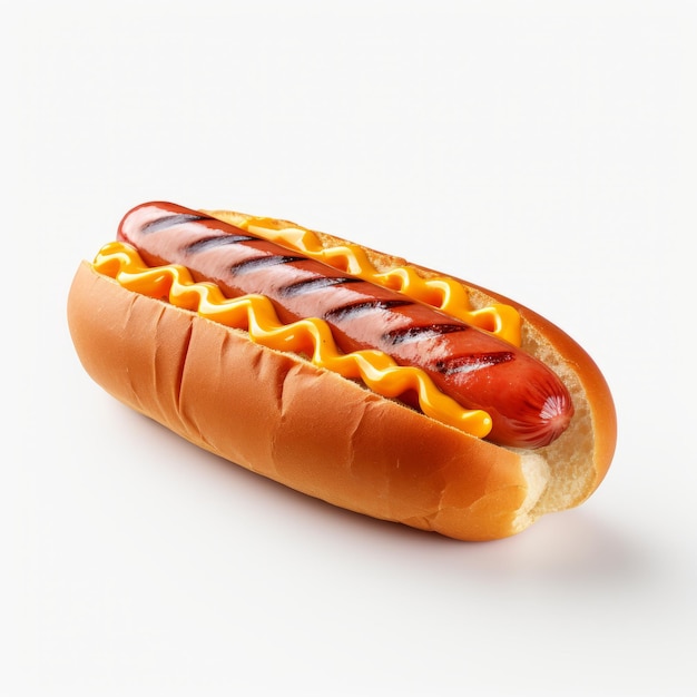 Ultrarealistisches 4K-Hotdog-Png auf weißem Hintergrund