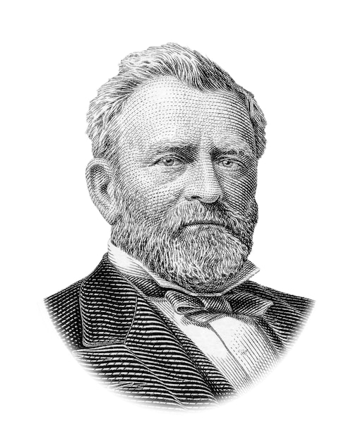 Ulysses S. Grant Portrait isoliert auf weißem Hintergrund