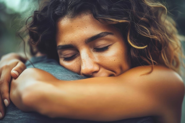 Um abraço terno entre duas pessoas em um abraço confortador, mostrando afeição e apoio emocional