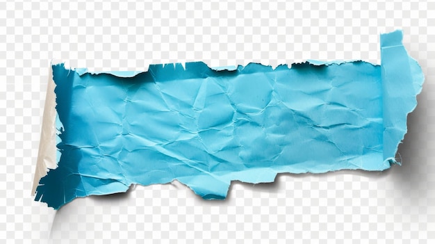 Foto um adesivo azul de fita washi com papel rasgado e um fundo transparente