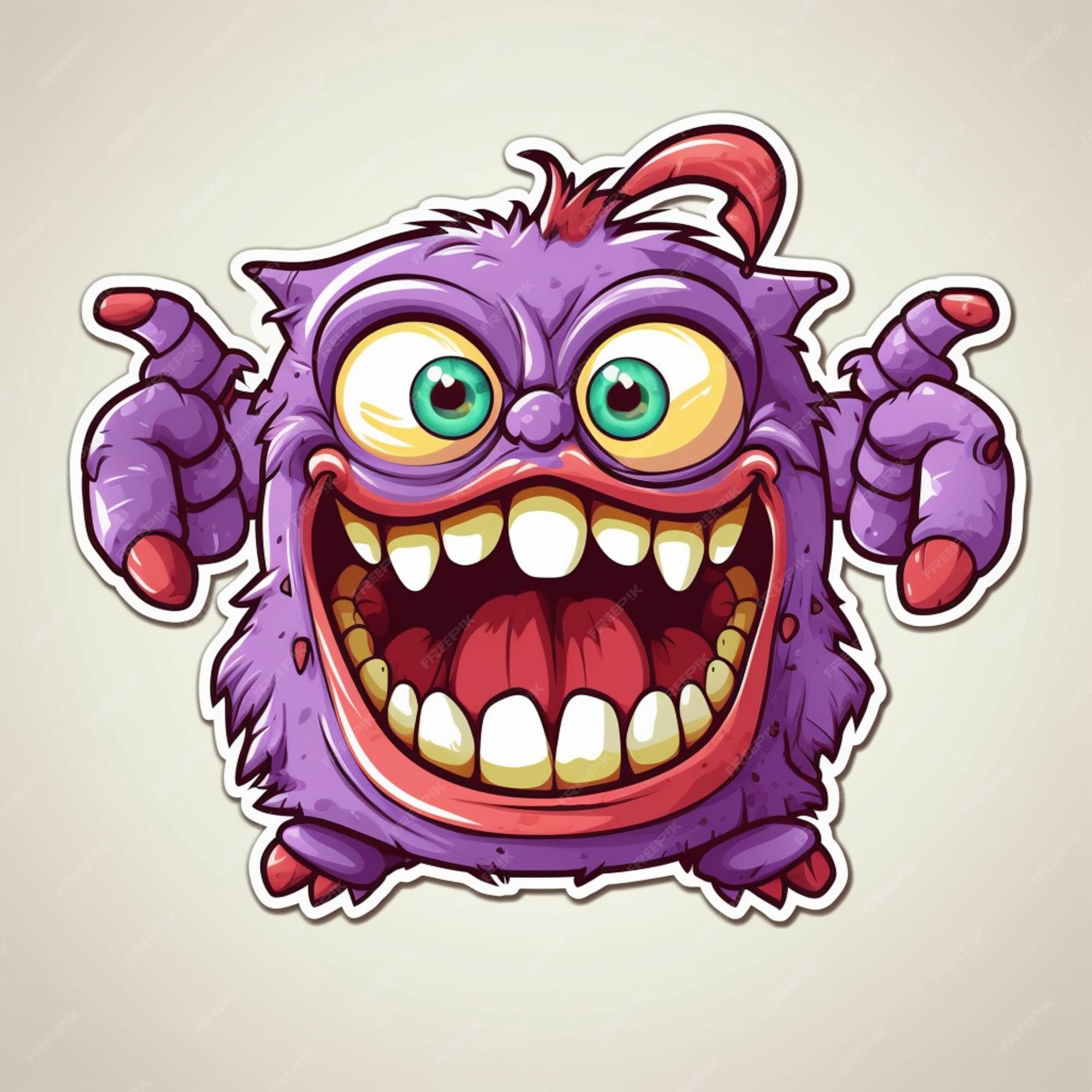 Vetores de Desenho Roxo Bebê Monstro Acenando Com Sorriso Amigável