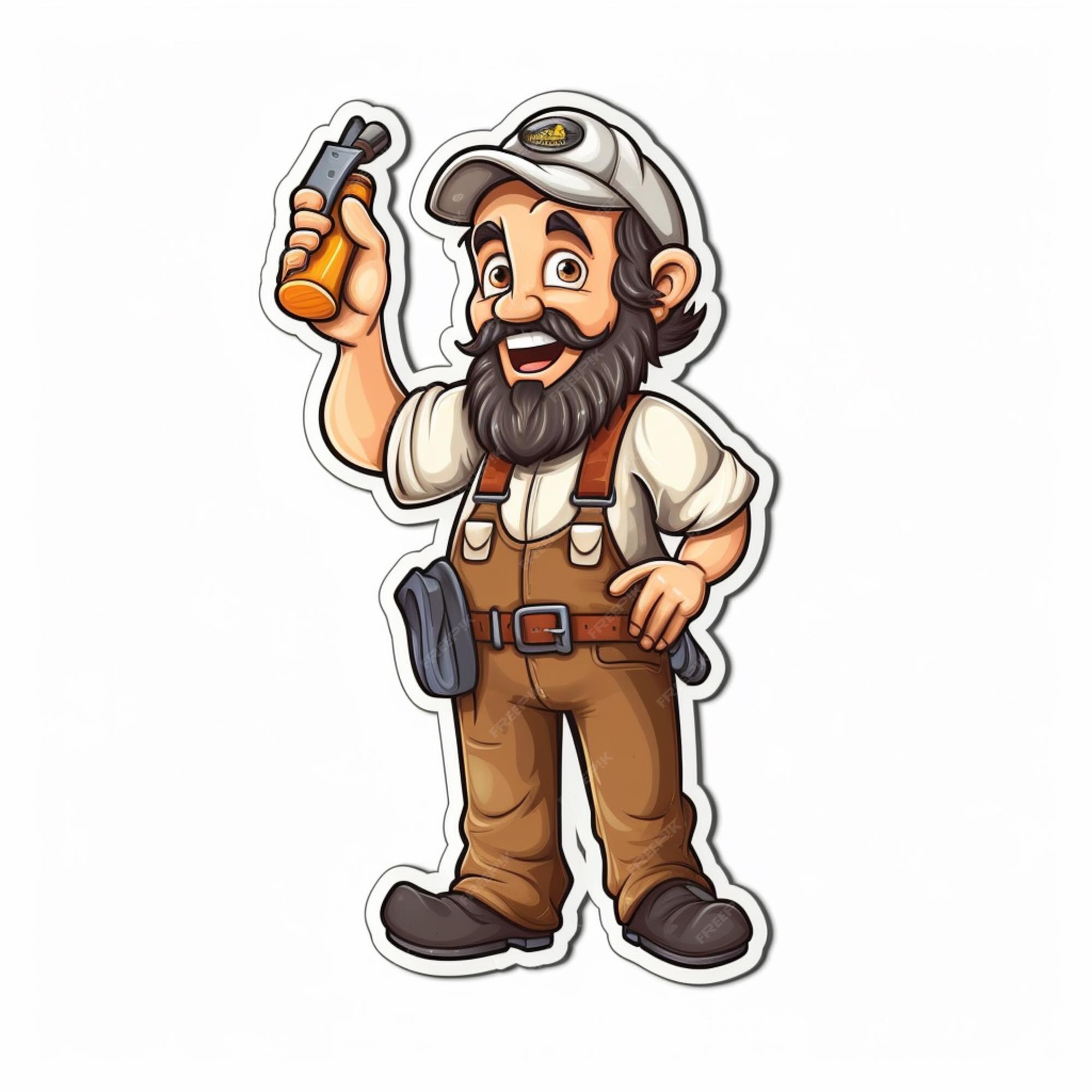 Baixe Personagem de desenho animado segurando chaves inglesas PNG -  Creative Fabrica