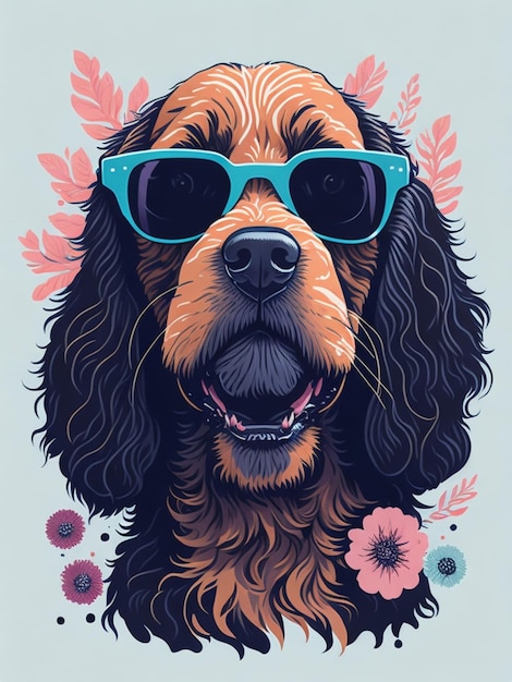 um adesivo de um cachorro para design de camiseta