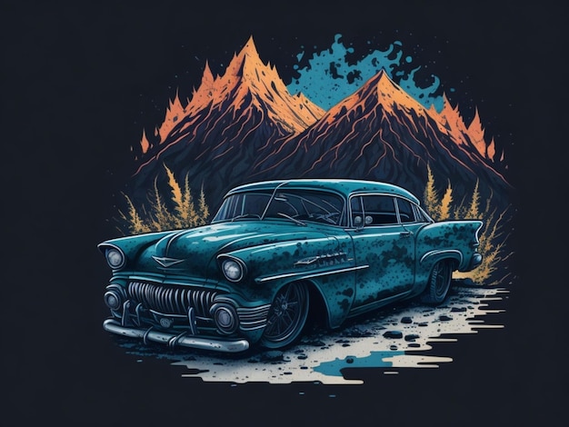 um adesivo de um carro para design de camiseta