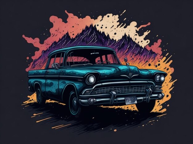 um adesivo de um carro para design de camiseta