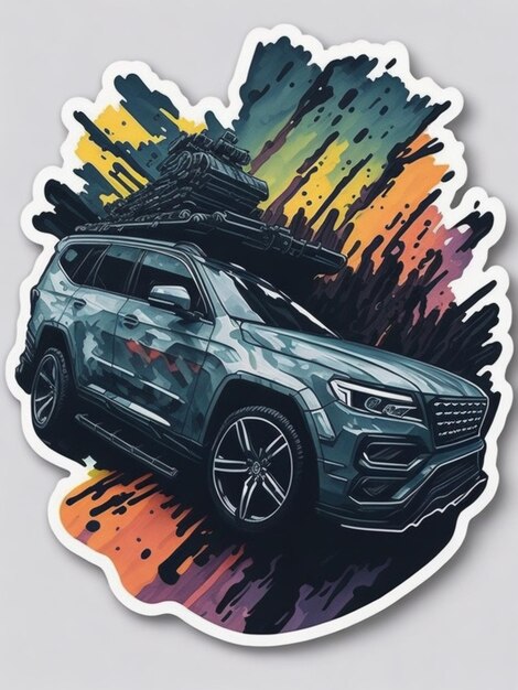 um adesivo de um carro para design de camiseta