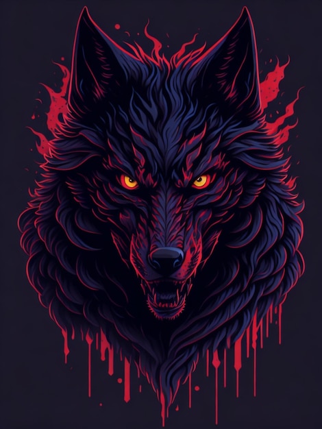 um adesivo de um lobo para design de camiseta