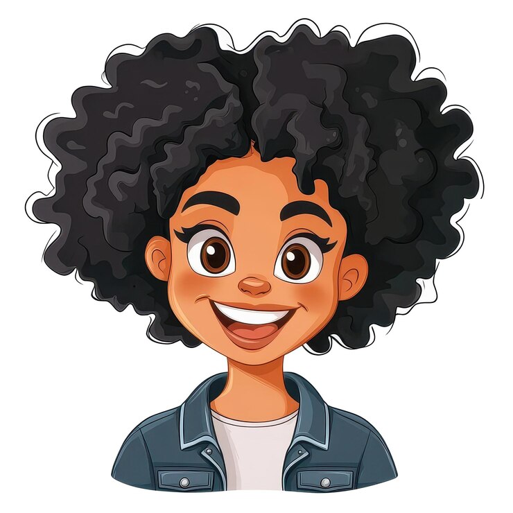 Foto um adesivo encantador de uma garota bonita com um estilo afro vestida com trajes urbanos de moda perfeito