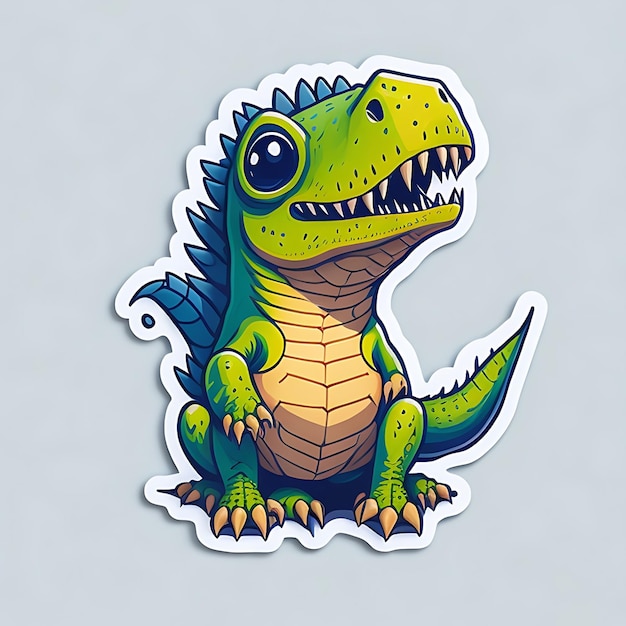 Um adesivo Um adorável e fofo TRex adesivos adorável e caprichoso IA gerado