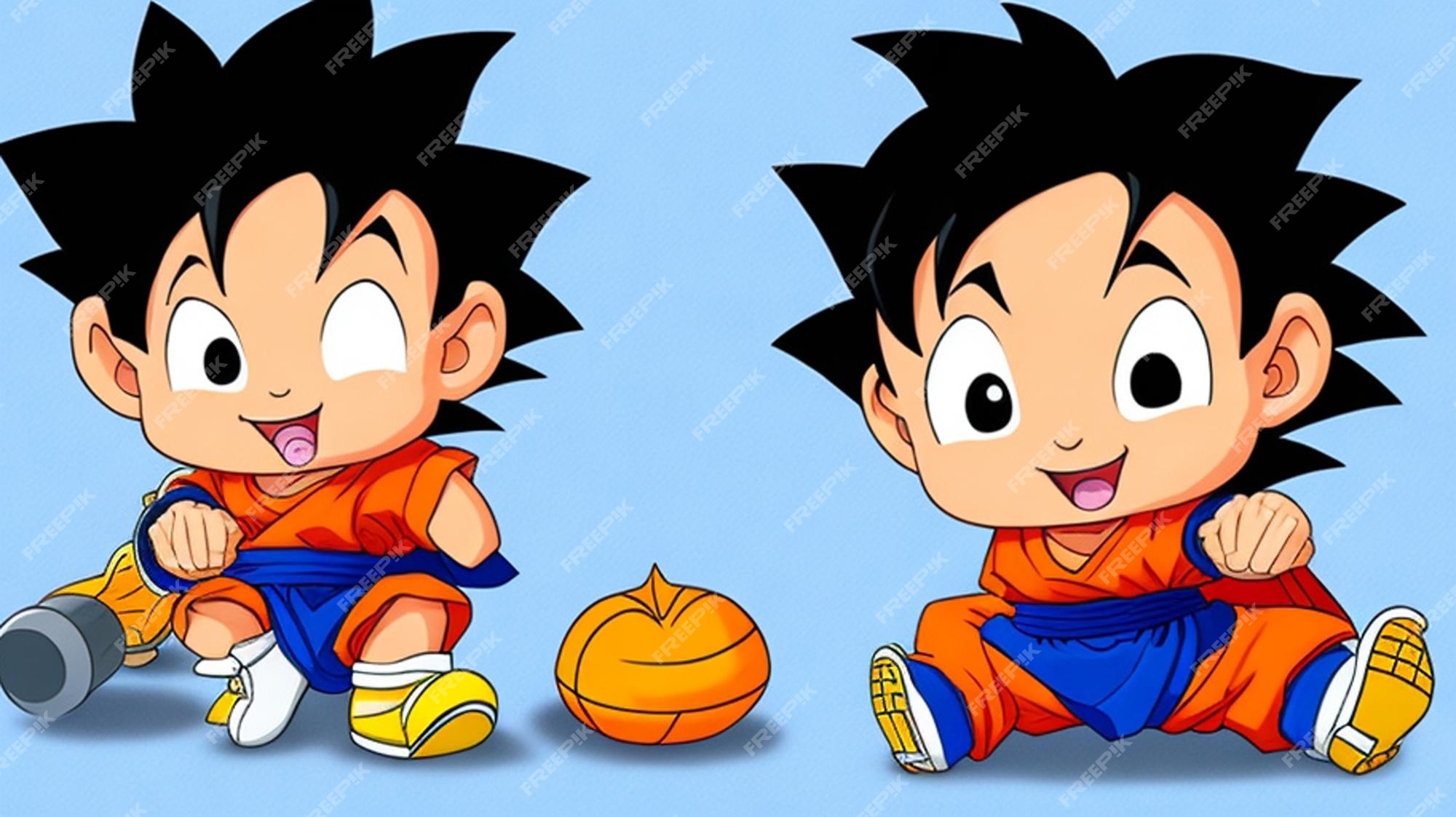 Um adorável desenho animado, bebê goku