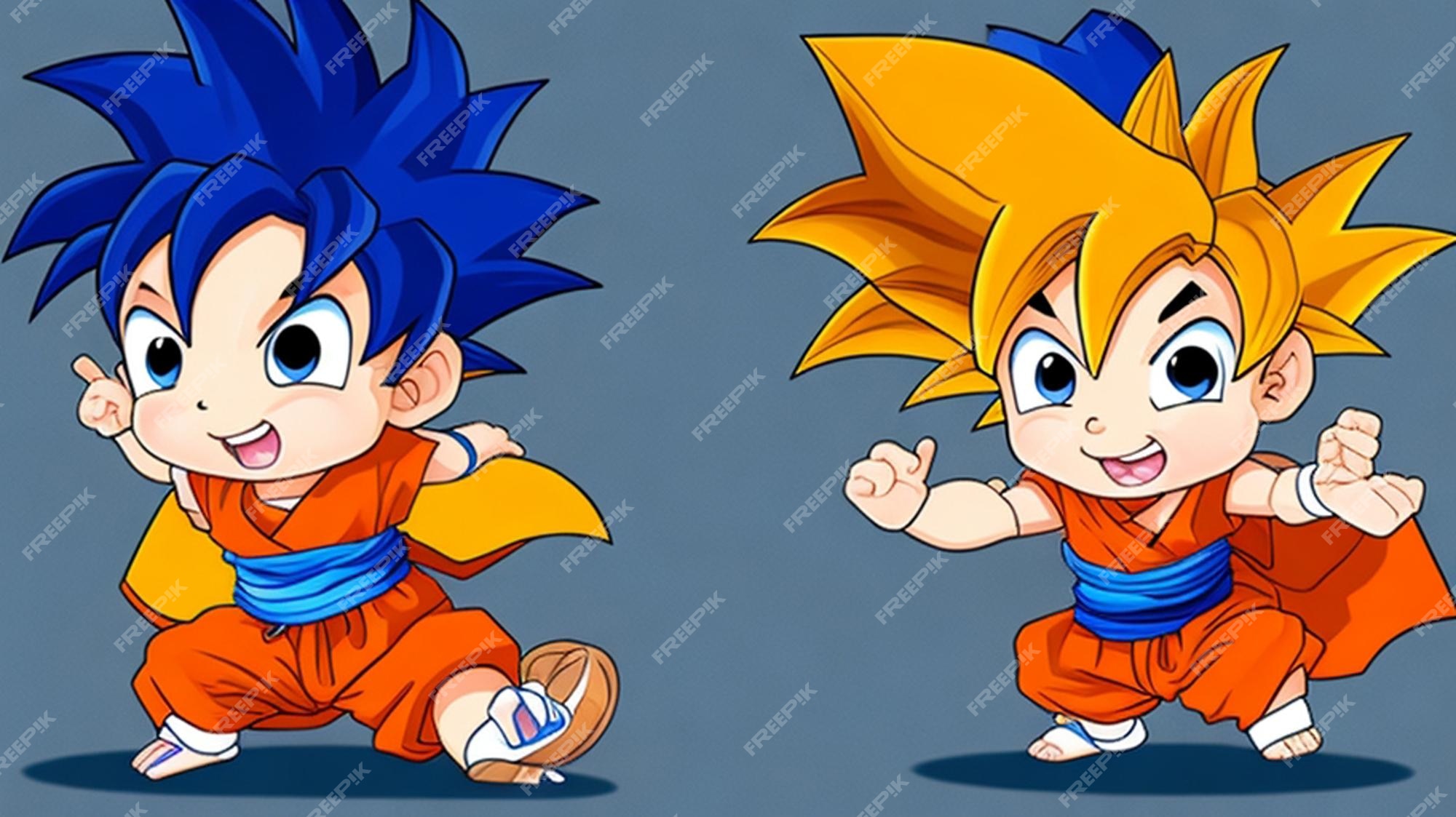 Um adorável desenho animado, bebê goku