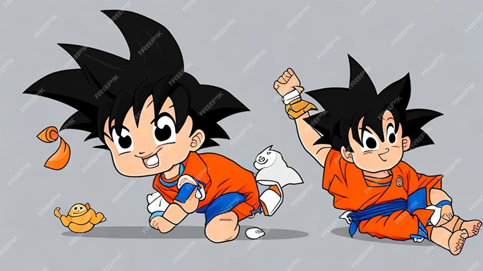 Um adorável desenho animado, bebê goku