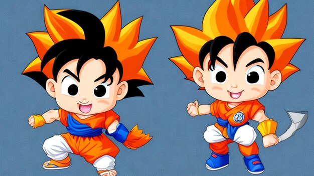 Um adorável desenho animado, bebê goku