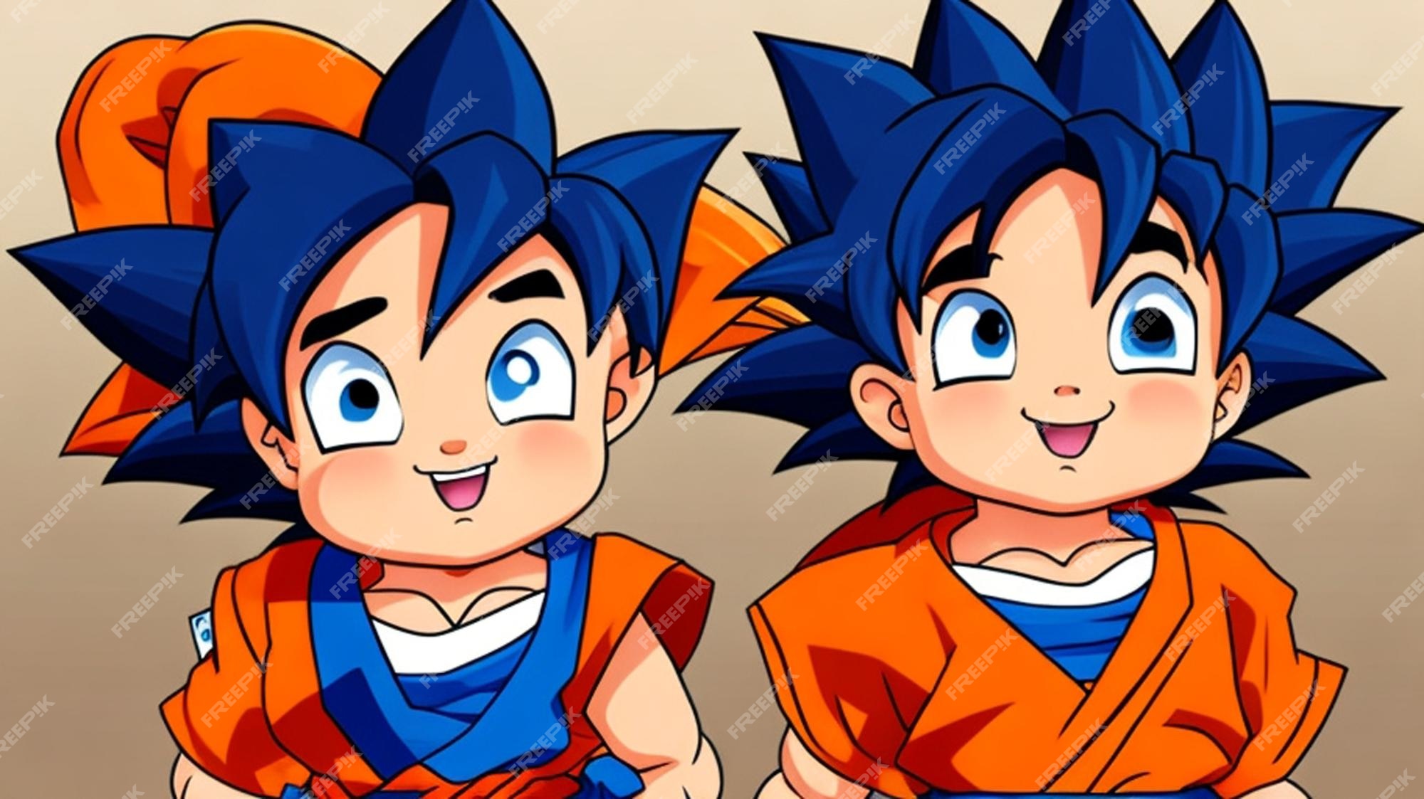 Um adorável desenho animado, bebê goku