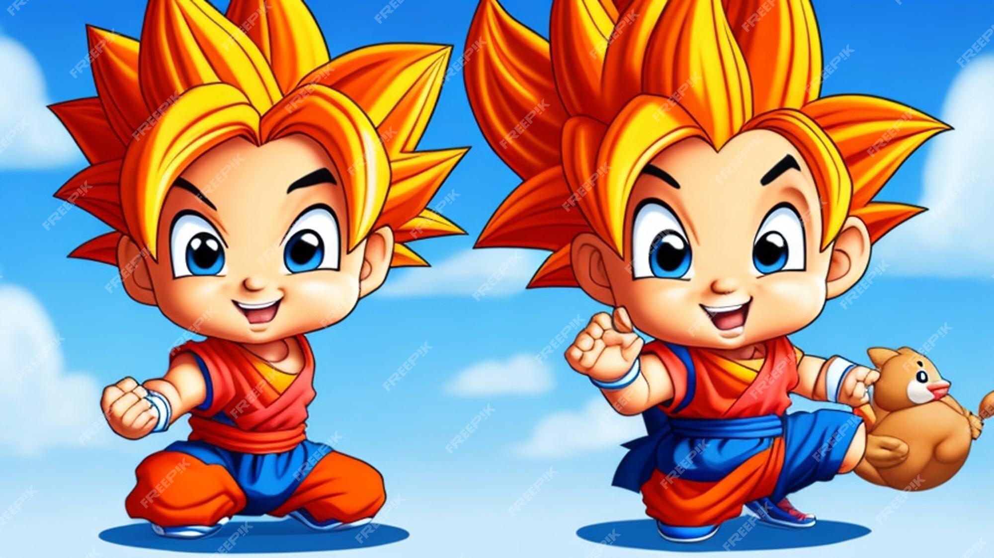 Um adorável desenho animado, bebê goku