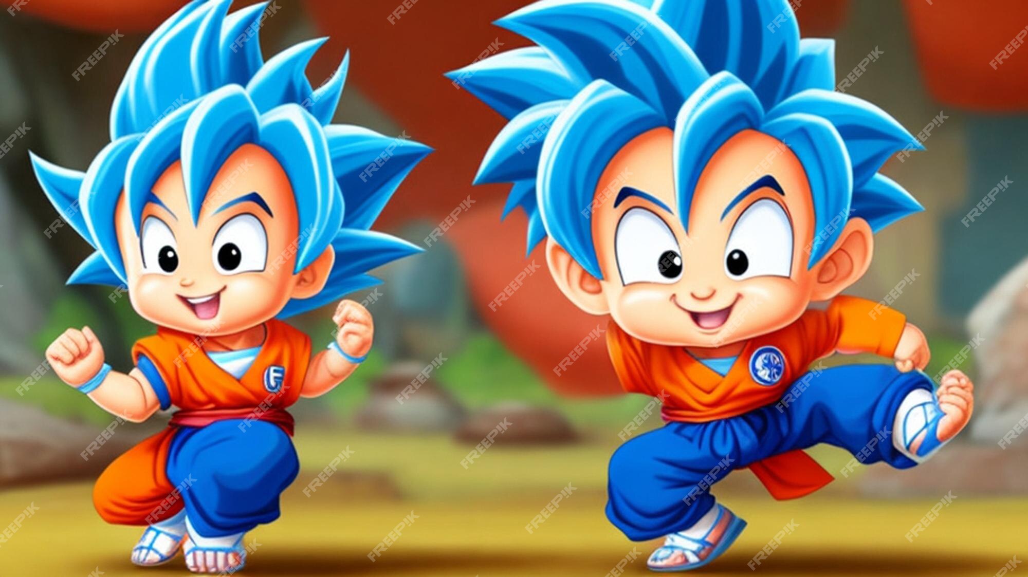 A imaginação fofa e adorável do desenho animado goku kid é uma