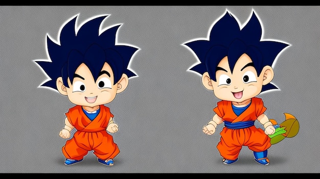 Um adorável desenho animado, bebê goku