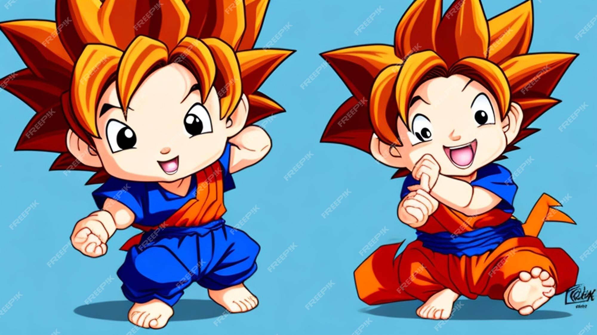 Um adorável desenho animado, bebê goku