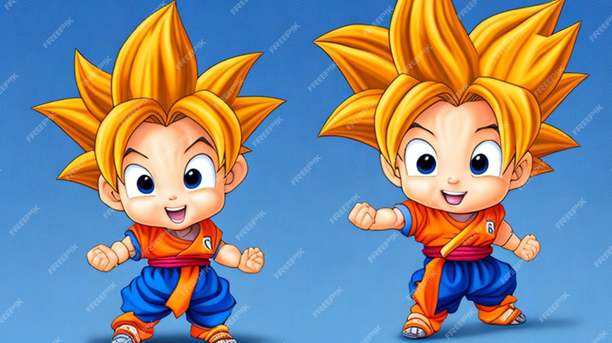 Um adorável desenho animado, bebê goku