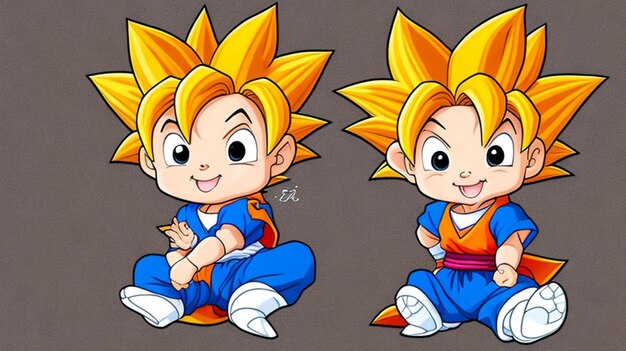 Um adorável desenho animado, bebê goku