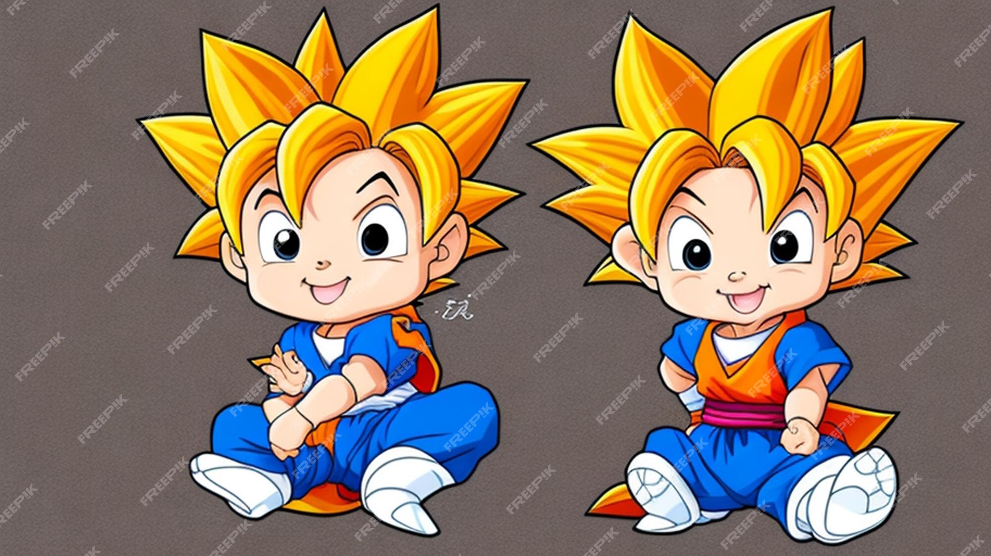 Um adorável desenho animado, bebê goku