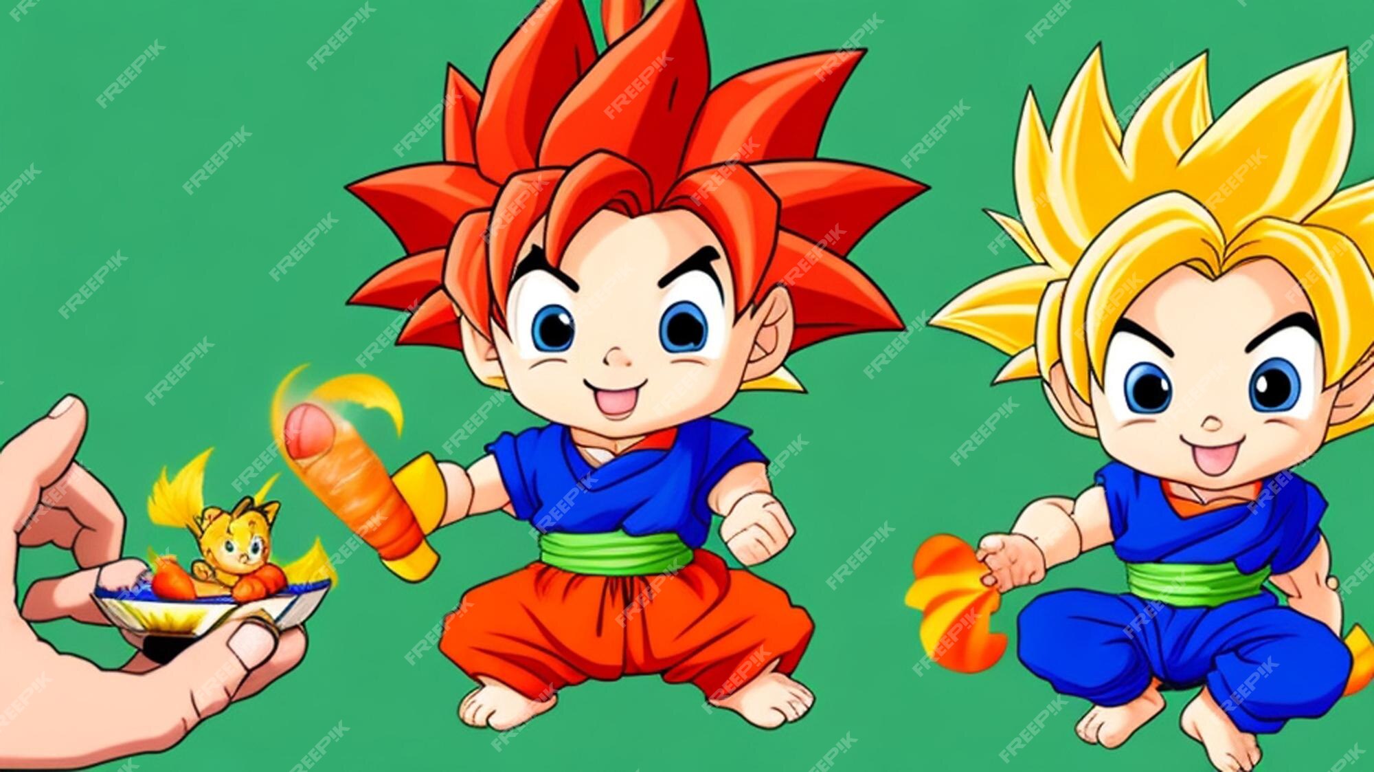 Um adorável desenho animado, bebê goku