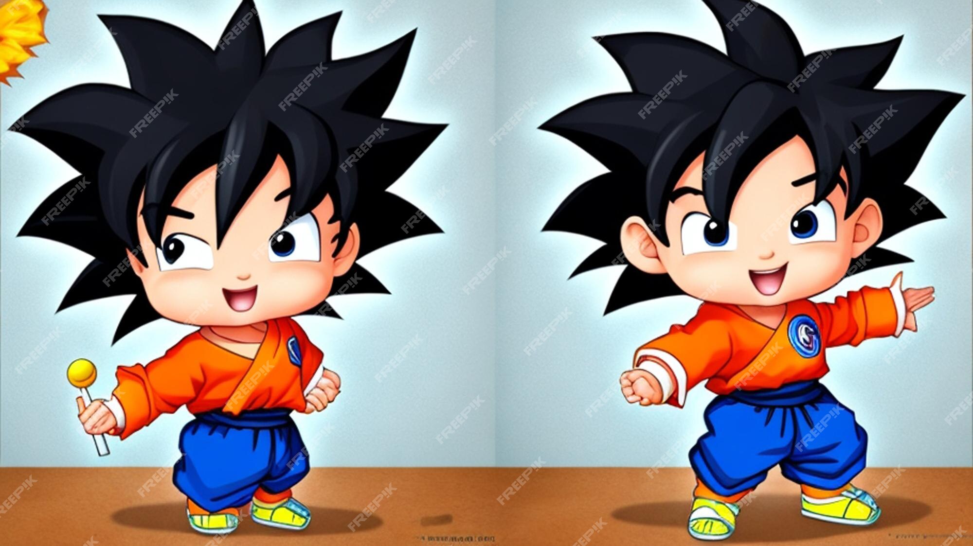 Um adorável desenho animado, bebê goku